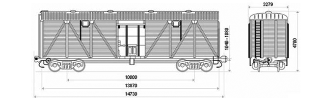 4-осный крытый вагон модели 11-06 для перевозки по железной дороге