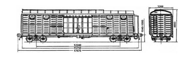 4-осный крытый вагон модели 11-280 для перевозки по железной дороге